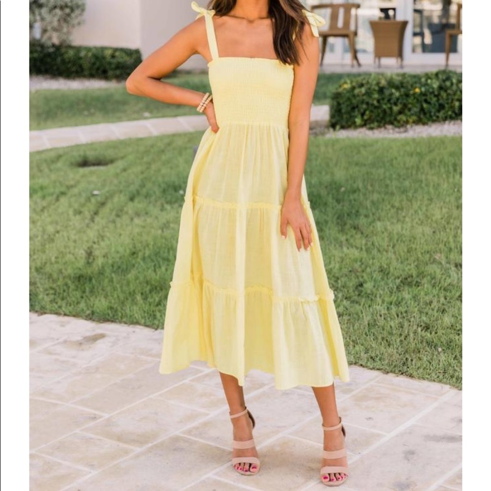 Yellow dress with tie straps